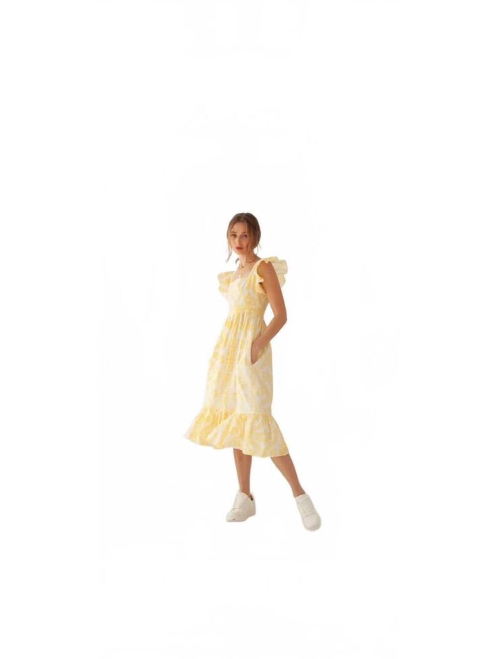 NWT Guadalupe Gianna Dress Yellow Size Large - Picture 2 of 6